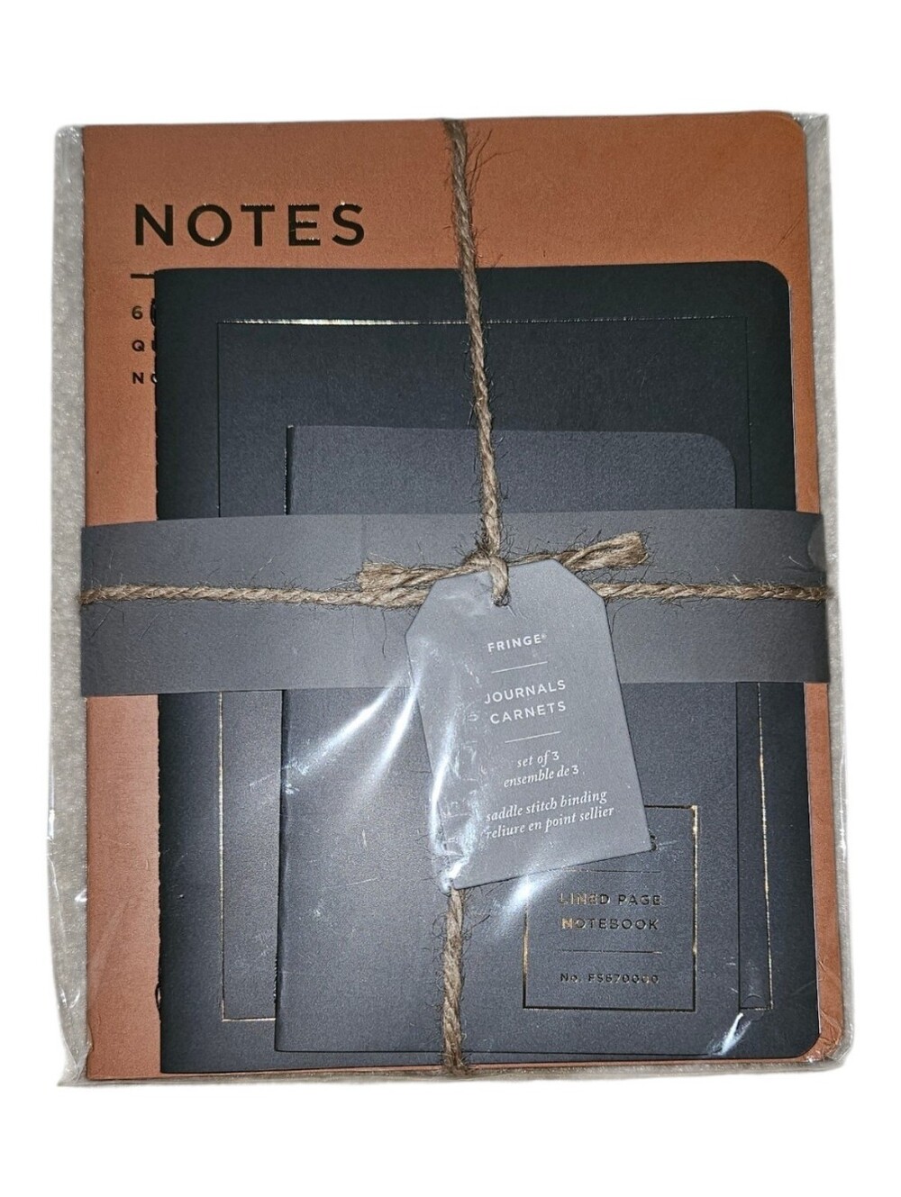 NWT Fringe Studio "Minimal Notes" Journal Set of 3 – Saddle Stitch Notebooks